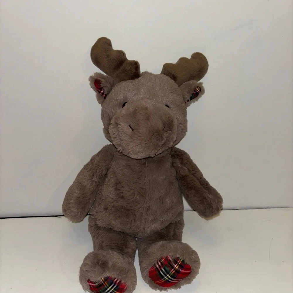 Cloud B Plush Brown Moose Holiday Plaid Soft Stuffed Dreamy Hugginz